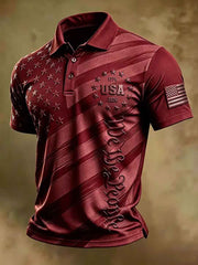 Men's Independence Day Flag Art Short Sleeve Top