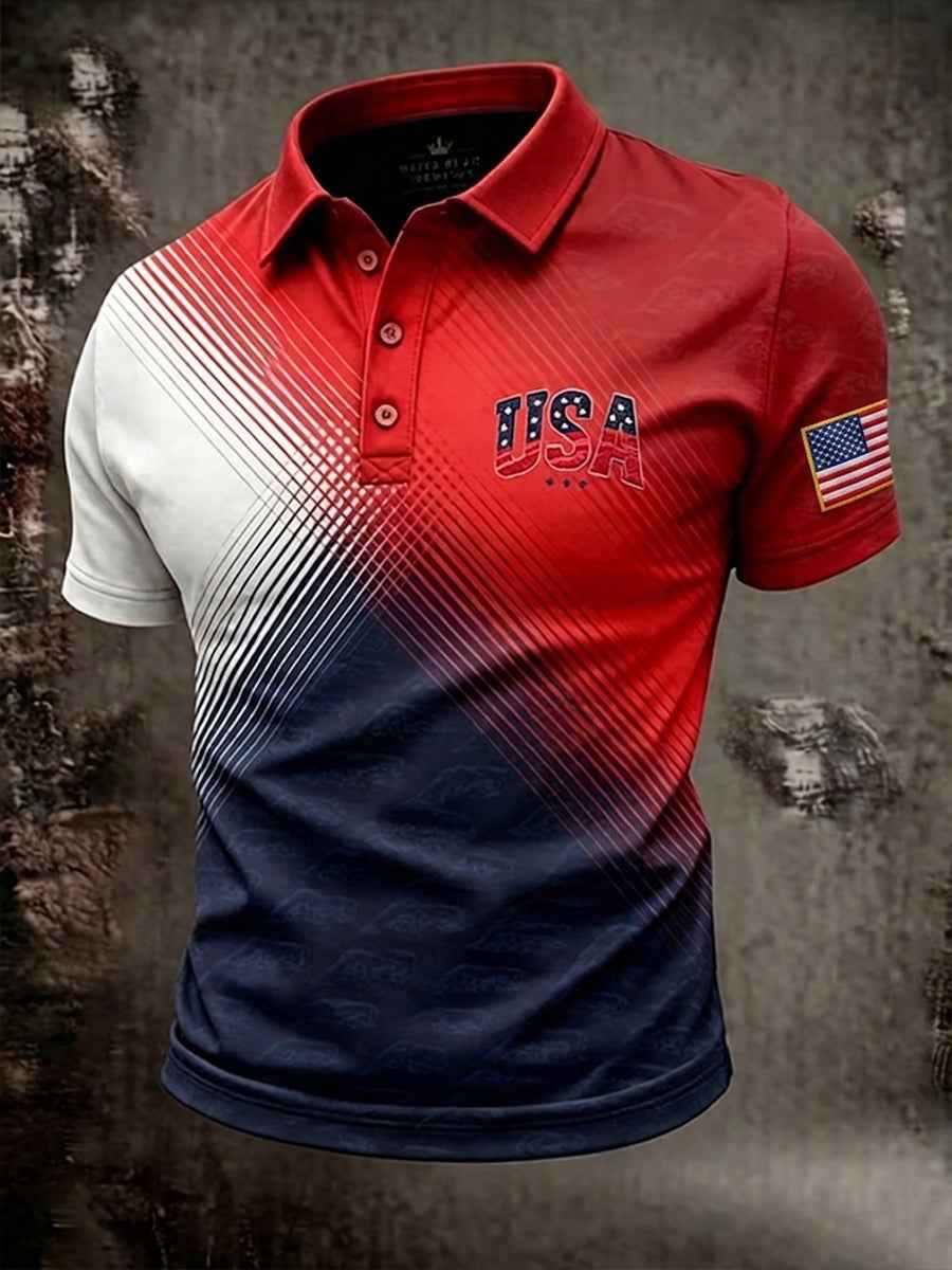 Men's Independence Day Flag Art Short Sleeve Top