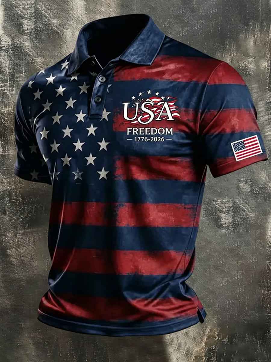 Men's Independence Day Flag Art Short Sleeve Top