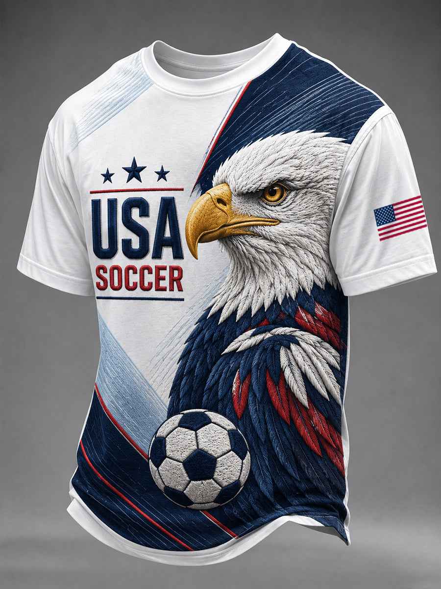 Men's USA Soccer Fan Printed Casual T-shirt