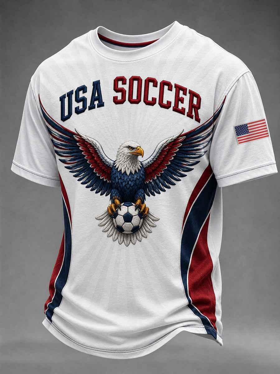 Men's USA Soccer Fan Printed Casual T-shirt