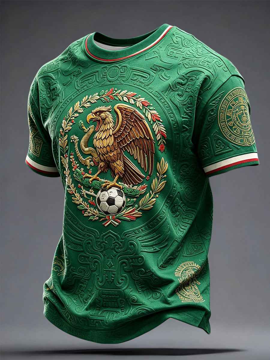 Men's Mexico Football Lover Art Printed T-shirt