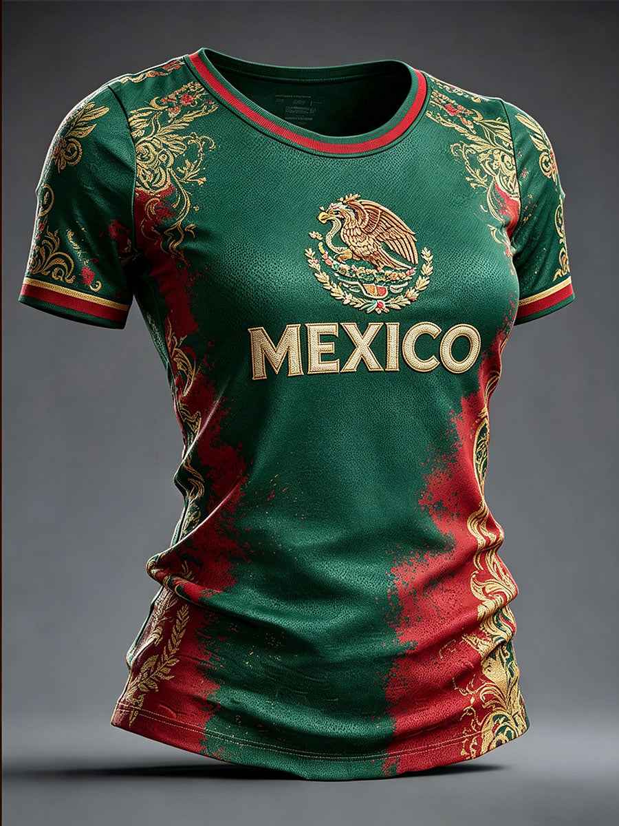 Women's Mexico Football Lover Printed T-shirt