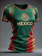 Women's Mexico Football Lover Printed T-shirt