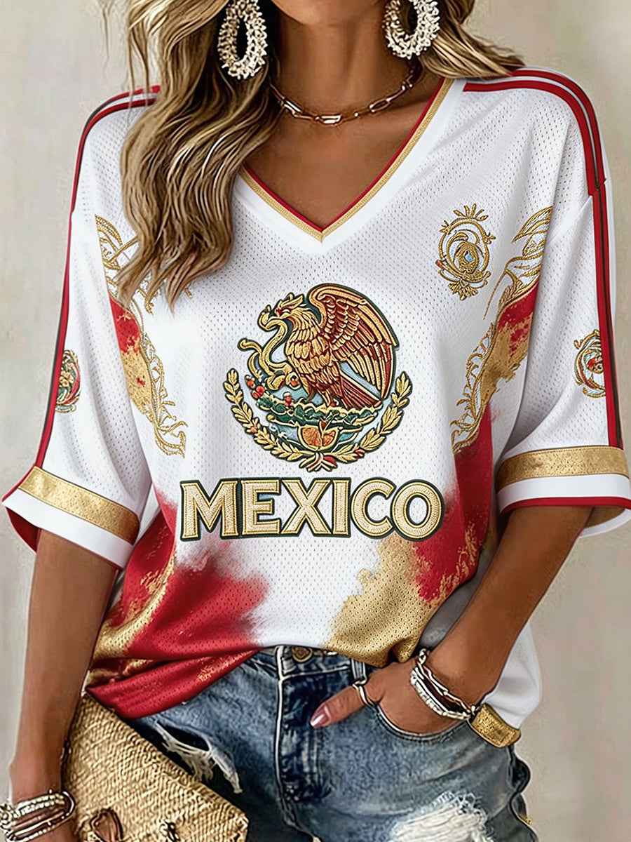 Women's Mexico Football Lover Printed T-shirt