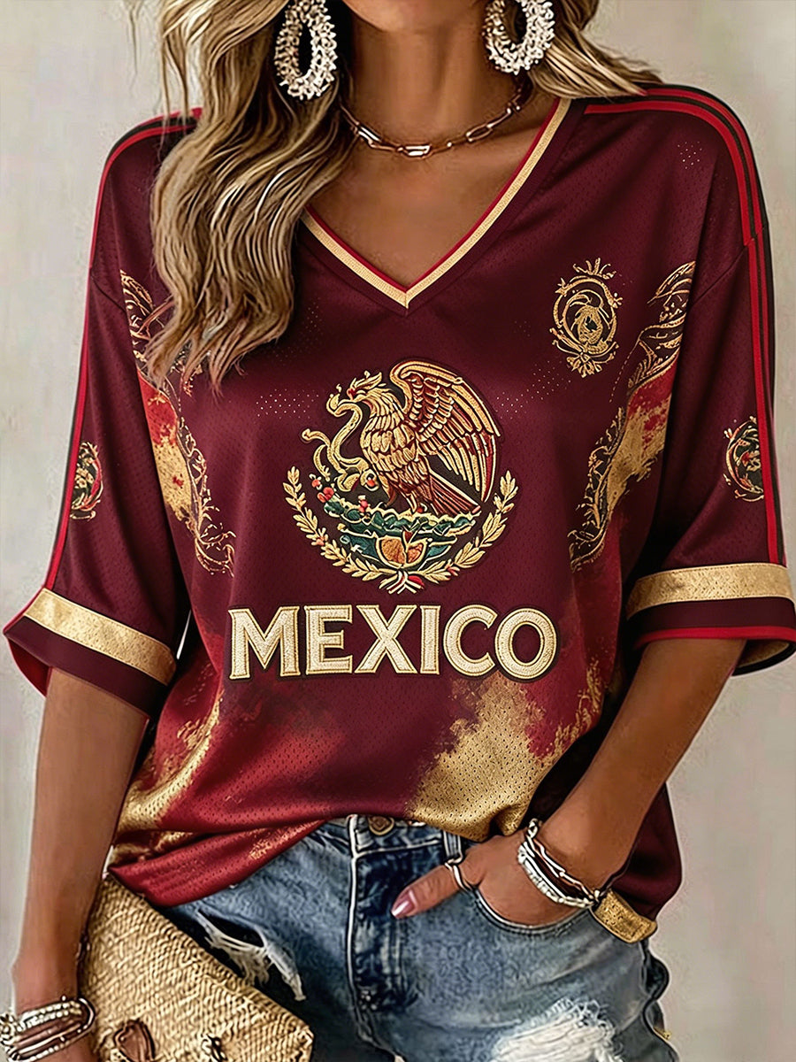 Women's Mexico Football Lover Printed T-shirt gracestitchs