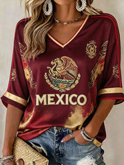 Women's Mexico Football Lover Printed T-shirt gracestitchs