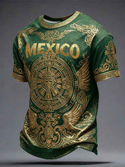 Men's Mexico Football Lover Art Printed T-shirt
