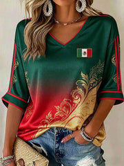 Women's Mexico Football Lover Printed T-shirt