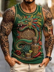 Men's Mexico Football Lover Floral Art Printed Tank Tops