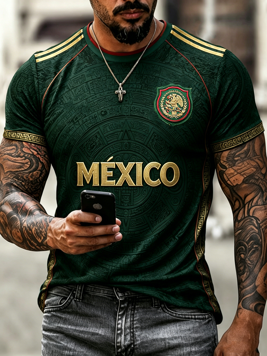 Men's Mexico Proud Art Printed short sleeves t-shirt gracestitchs