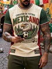 Men's Mexico Football Lover Art Printed T-shirt
