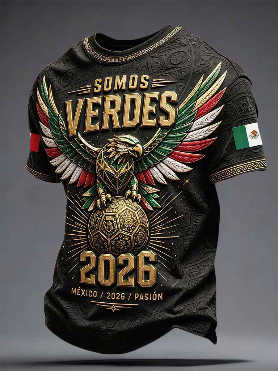 Men's Mexico Football Lover Art Printed T-shirt