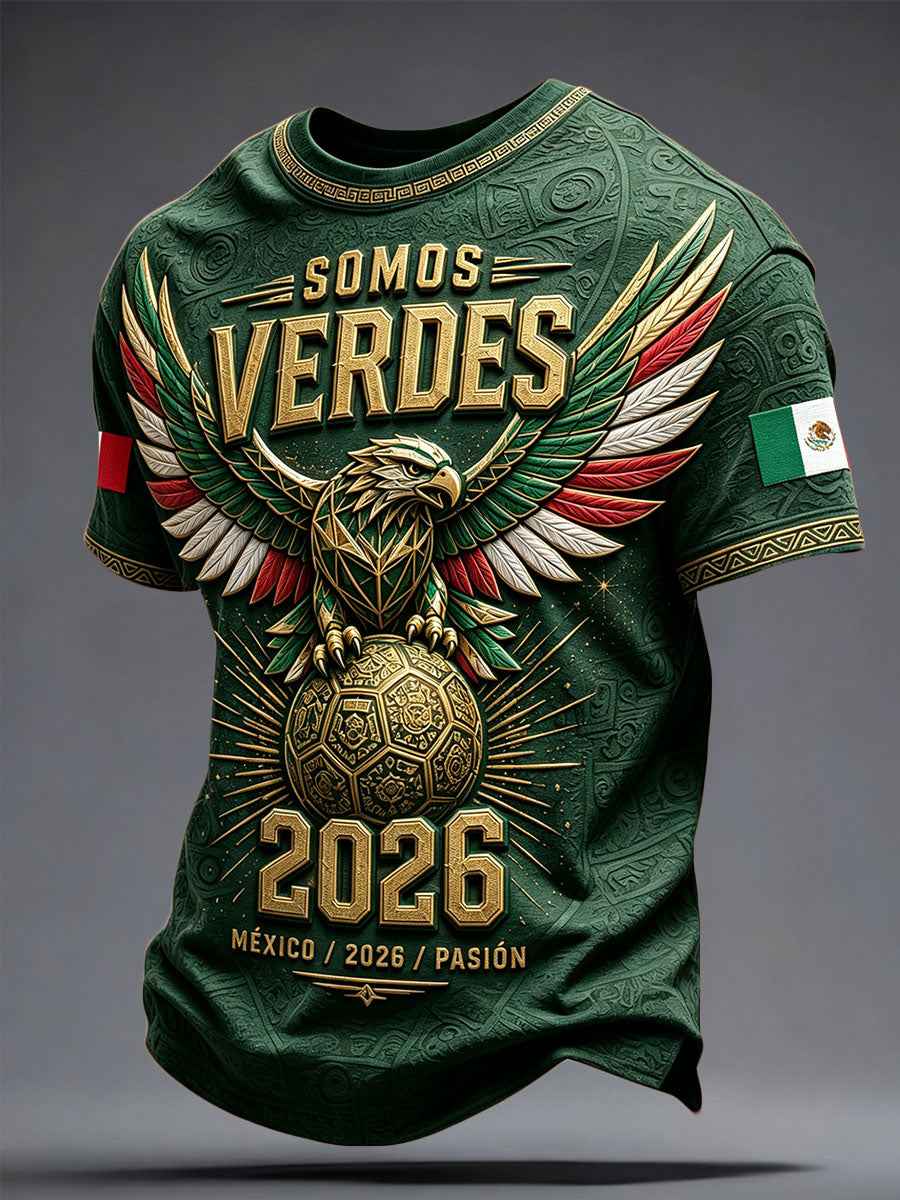 Men's Mexico Football Lover Art Printed T-shirt