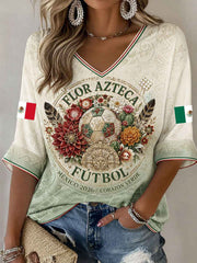 Women's Mexico Football Lover Art Printed T-shirt