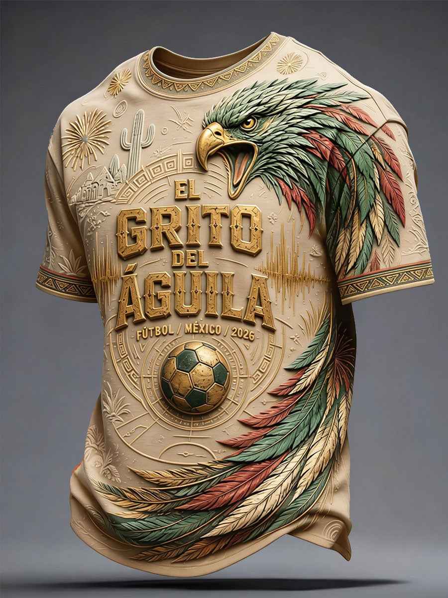 Men's Mexico Football Lover Art Printed T-shirt