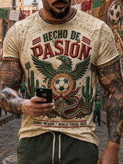 Men's Mexico Football Lover Art Printed T-shirt