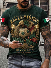 Men's Mexico Football Lover Art Printed T-shirt