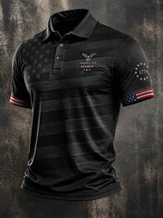 Men's Independence Day American Spirit Print Casual Patriotic Polo