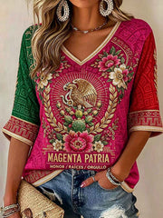 Women's Mexico Football Lover Art Printed T-shirt