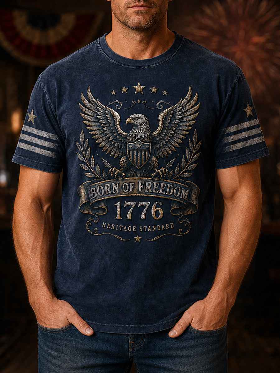 Men's Independence Day Veteran Print Casual Patriotic Tee gracestitchs