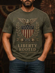 Men's Independence Day Veteran Print Casual Patriotic Tee gracestitchs