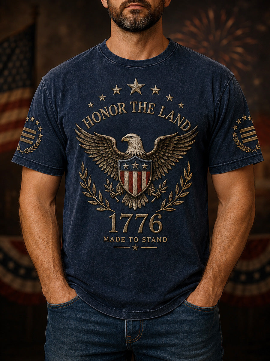 Men's Independence Day Veteran Print Casual Patriotic Tee gracestitchs