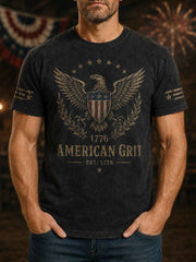 Men's Independence Day Veteran Print Casual Patriotic Tee gracestitchs