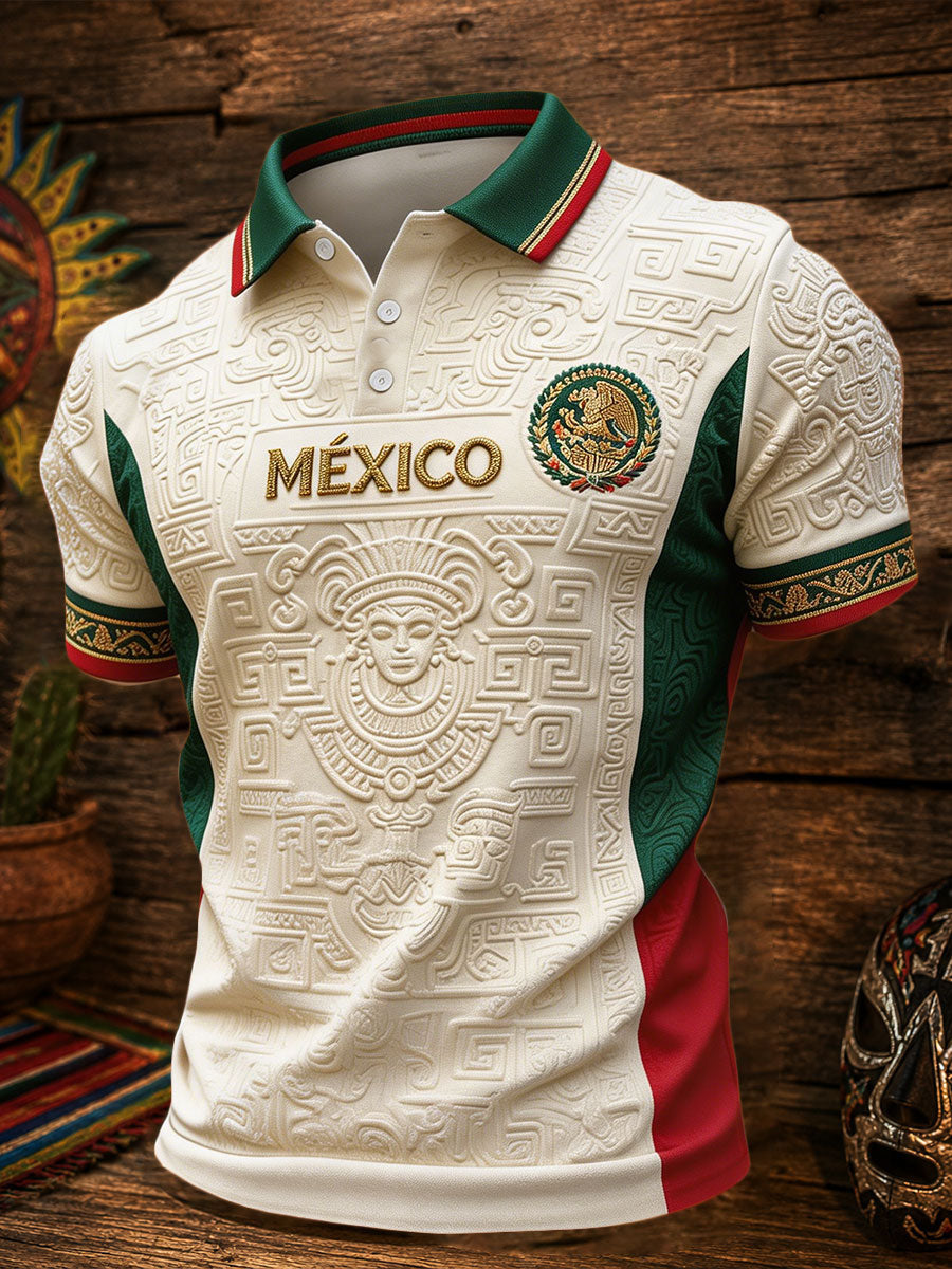 Men's Mexico Football Lover Art Printed Casual Tops gracestitchs