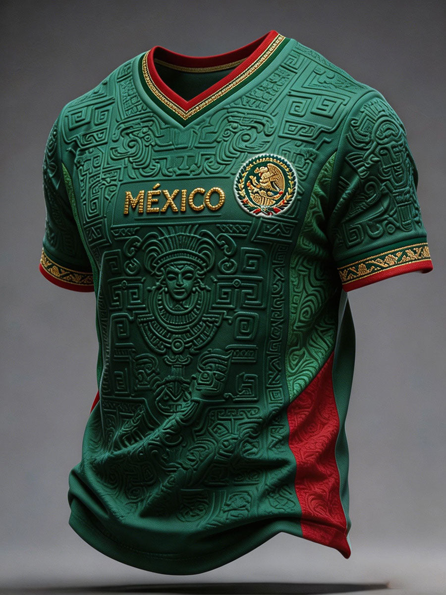 Men's Mexico Football Lover Art Printed T-shirt gracestitchs