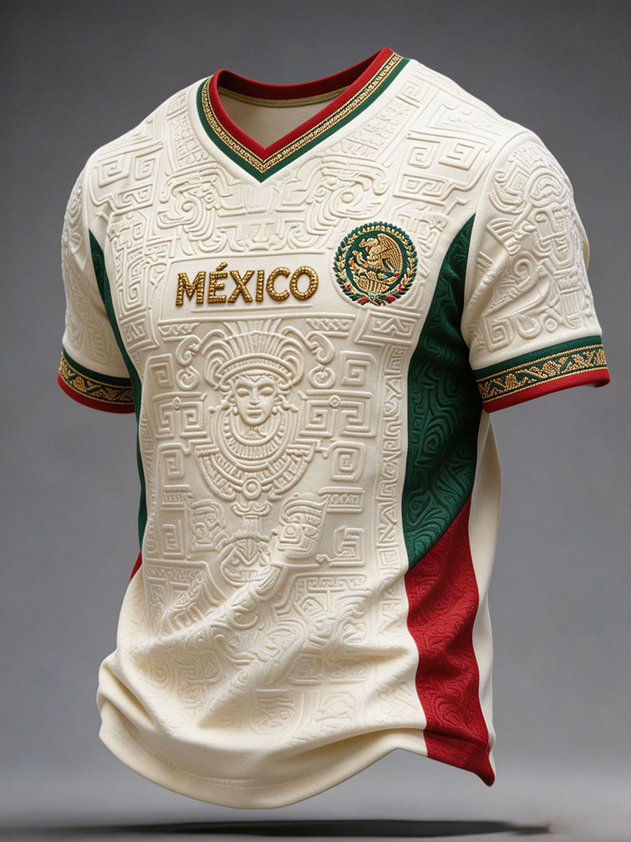 Men's Mexico Football Lover Art Printed T-shirt gracestitchs