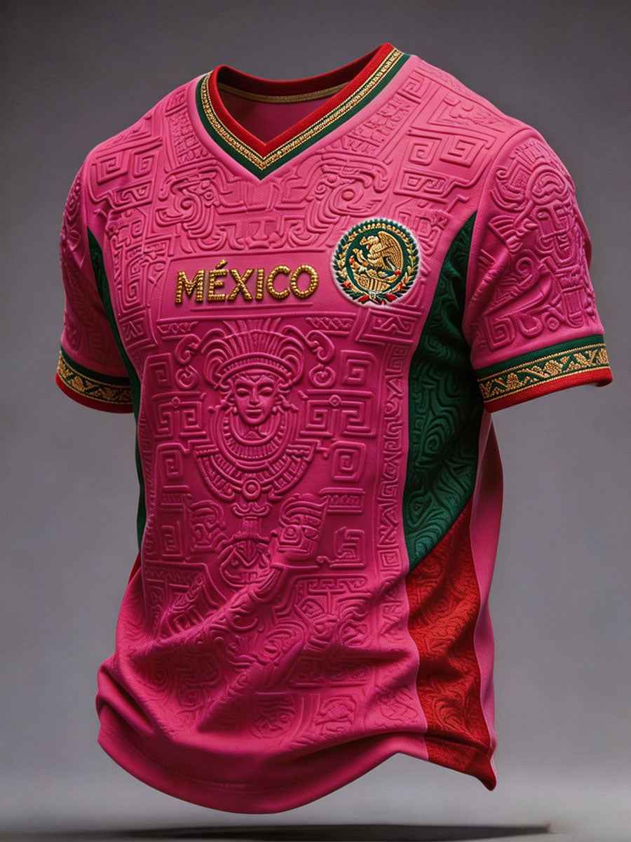 Men's Mexico Football Lover Art Printed T-shirt