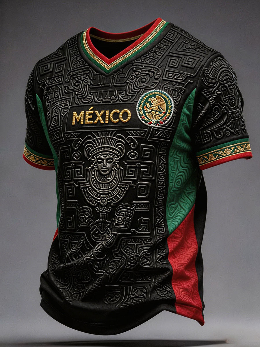 Men's Mexico Football Lover Art Printed T-shirt gracestitchs