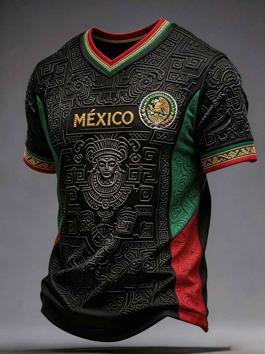 Men's Mexico Football Lover Art Printed T-shirt
