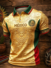 Men's Mexico Football Lover Art Printed Casual Tops gracestitchs