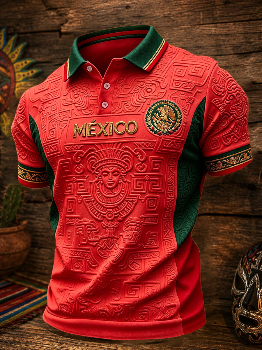 Men's Mexico Football Lover Art Printed Casual Tops gracestitchs