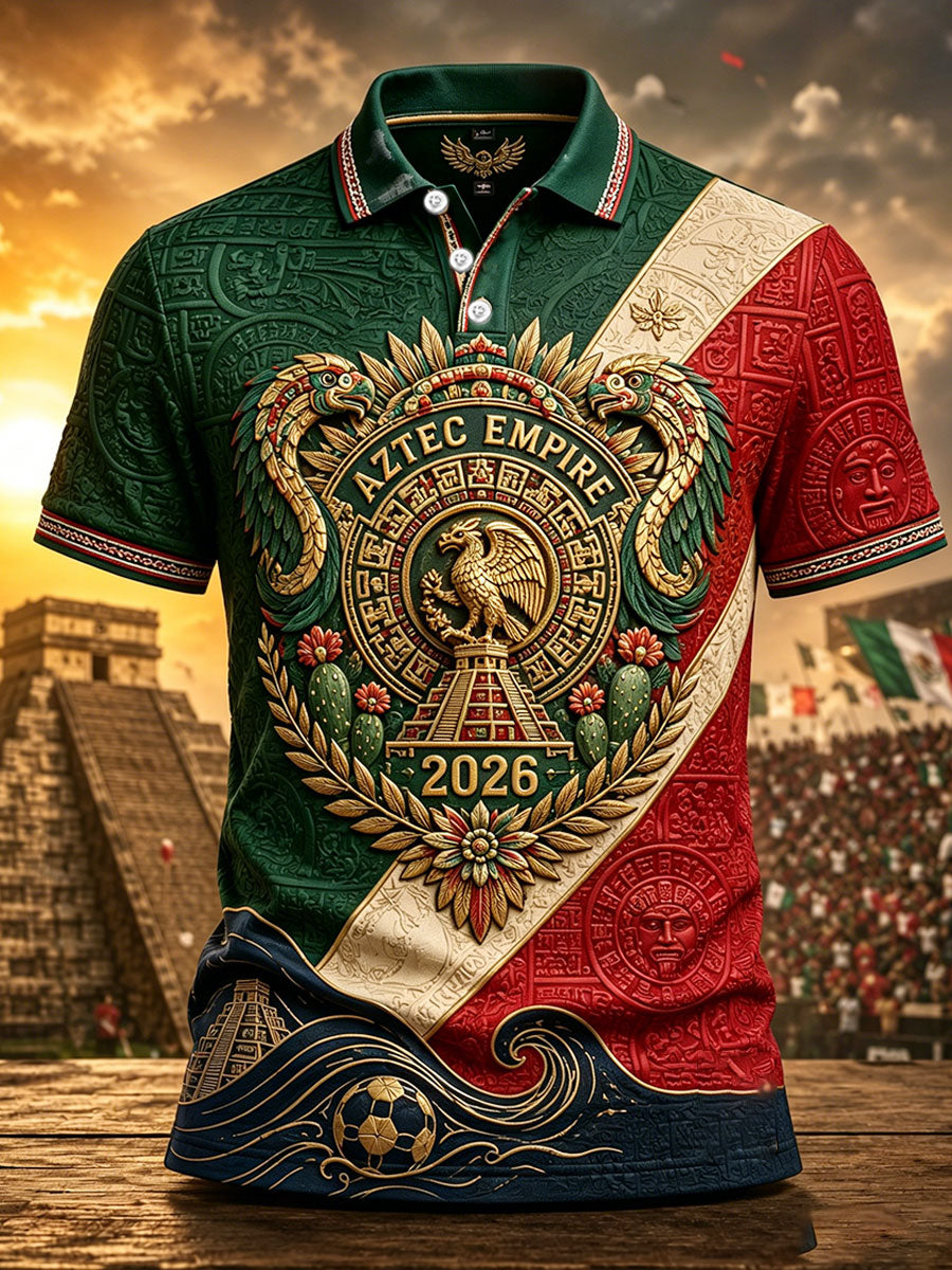 Men's Mexico Football Lover Art Printed Casual Tops gracestitchs