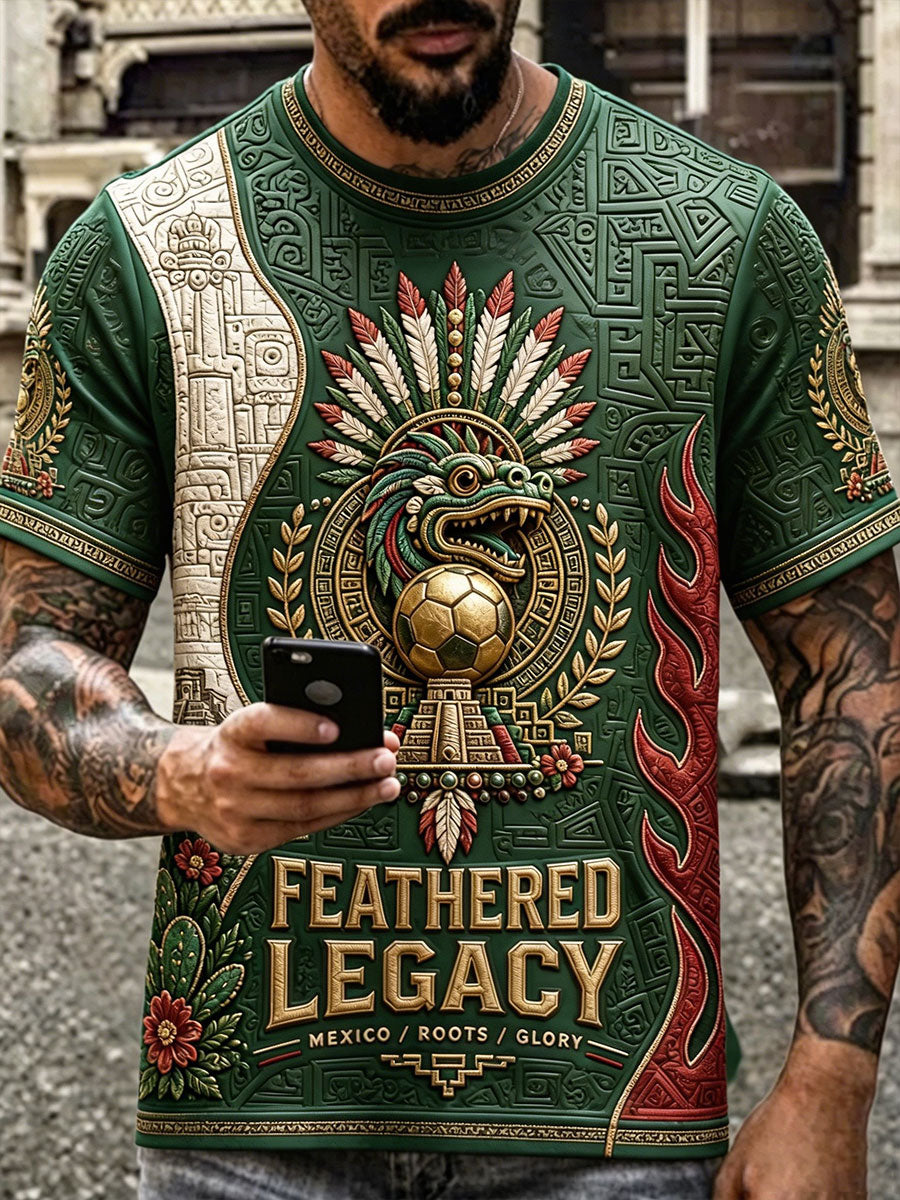 Men's Mexico Football Lover Art Printed T-shirt gracestitchs