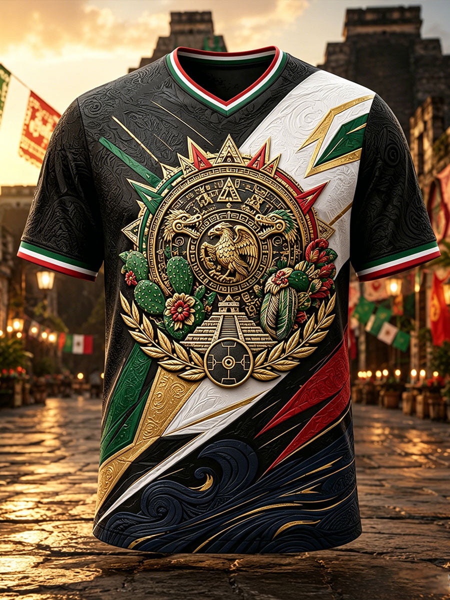 Men's Mexico Football Lover Art Printed T-shirt gracestitchs