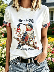 Women's Independence Day Hummingbird Short-sleeved T-shirt gracestitchs
