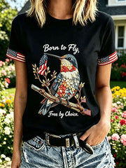 Women's Independence Day Hummingbird Short-sleeved T-shirt gracestitchs