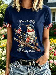 Women's Independence Day Hummingbird Short-sleeved T-shirt gracestitchs
