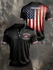 Men's Independence Day USA Flag Print Casual Patriotic Tee gracestitchs