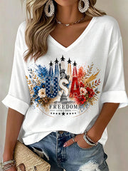 Women's USA 1776-2026 Printed Casual T-Shirt gracestitchs