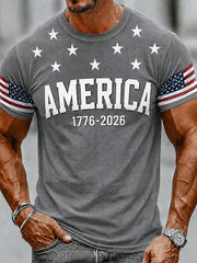 Men's Independence Day USA Flag Print Casual Patriotic Tee gracestitchs