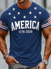 Men's Independence Day USA Flag Print Casual Patriotic Tee gracestitchs