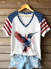 Women's Independence Day Hummingbird T-shirt gracestitchs