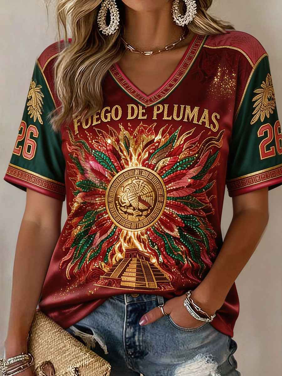 Women's Mexico Football Lover Art Printed T-shirt