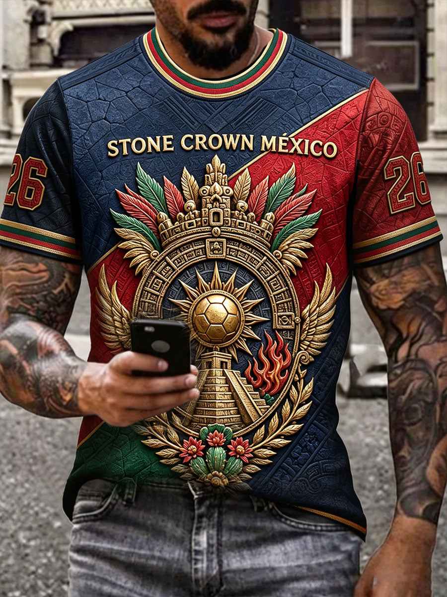 Men's Mexico Football Lover Art Printed T-shirt