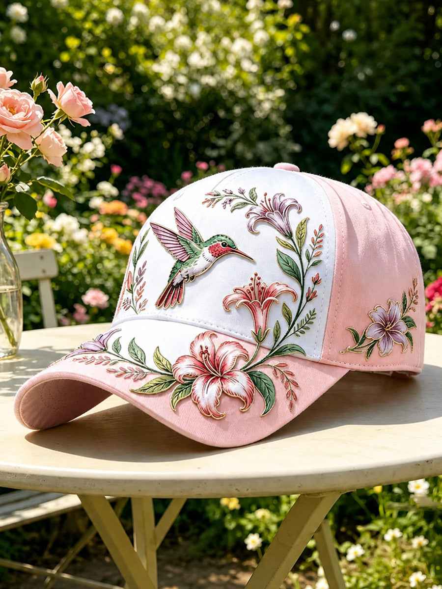 Unisex Floral Hummingbird Hat